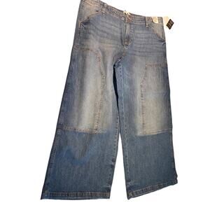 NEW Celebrity Pink Plus 3XL Wide Leg Gardener Jeans Utility Y2K Light Wash